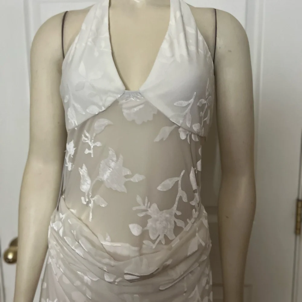 Princess Polly White Sheer Floral Halter Mini Dress - Picture 13 of 15